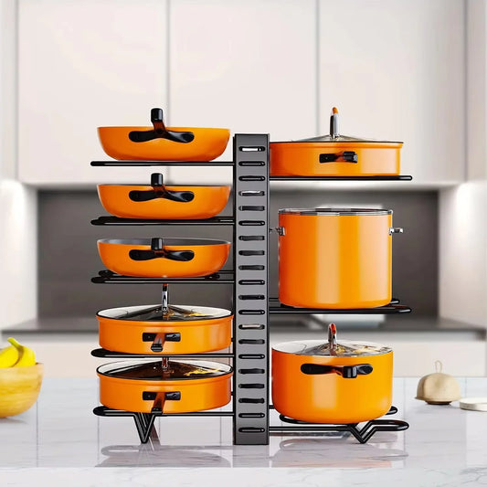 8-Tier Adjustable Pot and Pan Organizer Rack